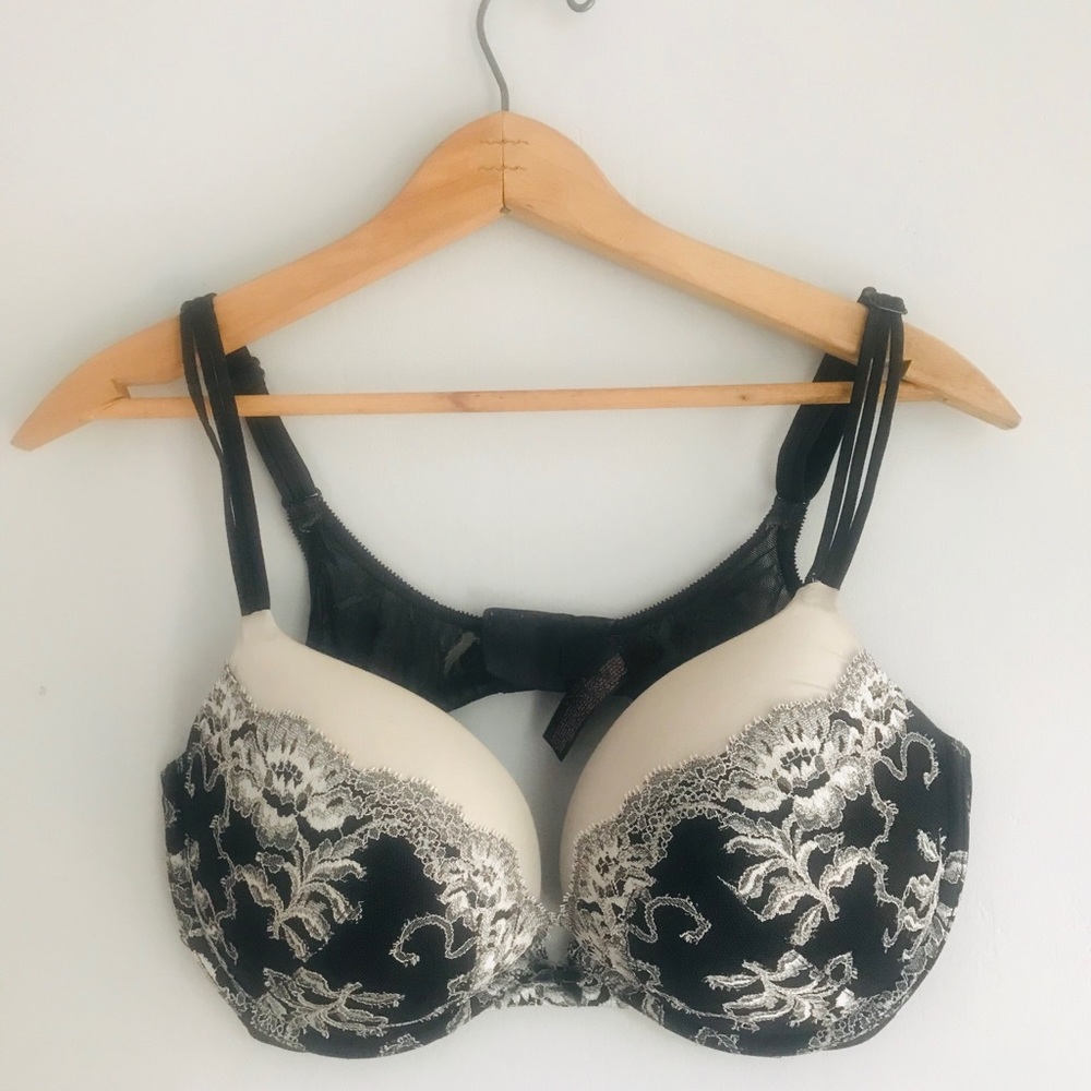 VS black and white lace rhinestone studded bra